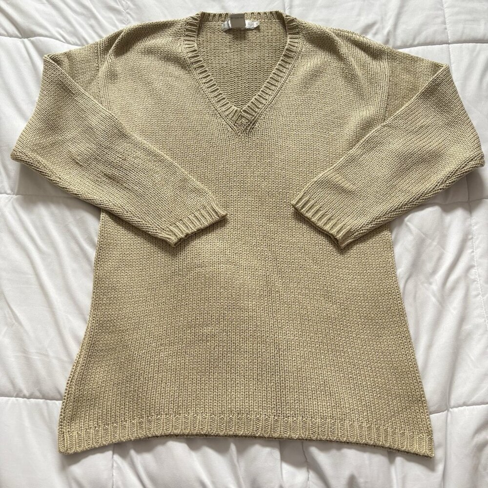 Vintage 90s Y2K Sweater 100% Silk Womens Size Medium Beige Whimsy Fairy Boho‎